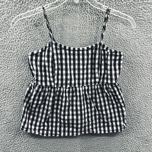 Wild Fable Women Babydoll Tank Top M Black White Gingham Smocked Cottagecore Y2K